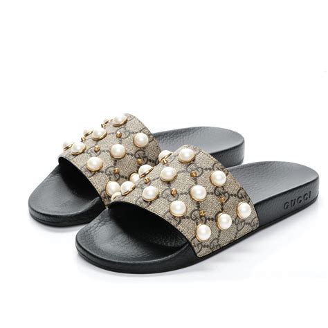 guccy pearl sandal|gucci ebony slide sandals.